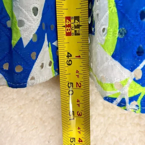 Draper James Eyelet Off Shoulder Midi Flounce Dress XL Multicolor Leaf Print - Picture 8 of 13